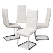 Baxton Studio Marlys Modern and Contemporary White Faux Leather Upholstered Dining Chair (Set of 4)